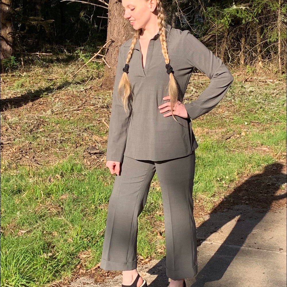Theory Grey Pantsuit Lycra/Wool Pant & Jacket M 8 - Picture 10 of 16